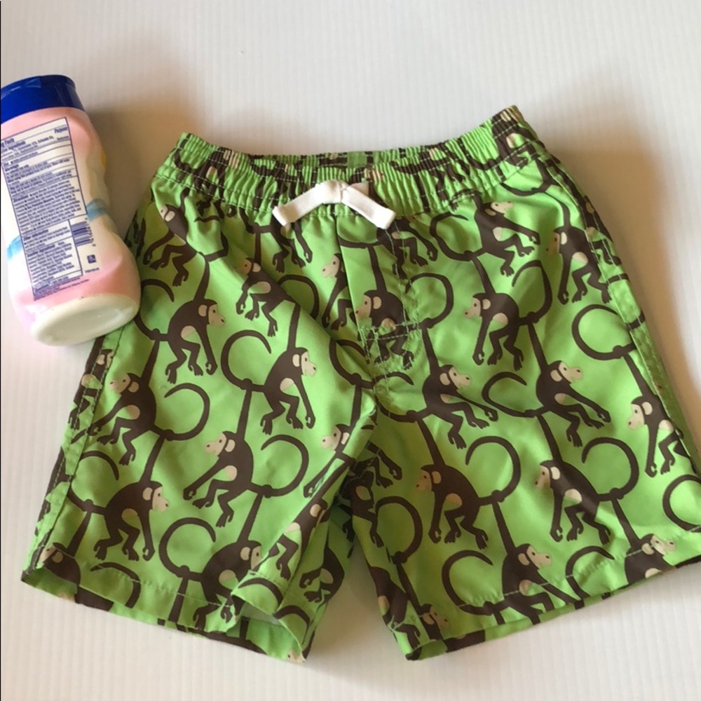 GapKids Boys Monkey Swim Trunks‎ Lime Green Size 6-9mos
